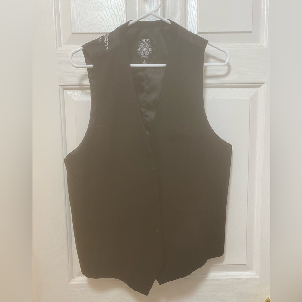 Y2K Grunge Black Waistcoat With Skull Details On Back - Premium Poin